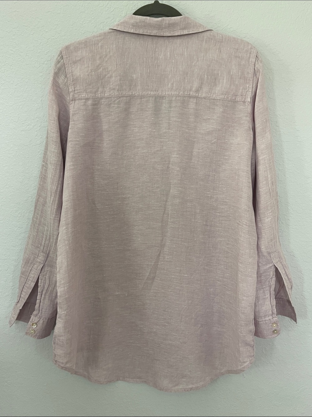 Sigrid Olsen 100% Linen Blush Pink Roll Tab Button Up Shirt Size Small - Picture 6 of 7